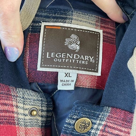 EUC Legendary Outfitters Mens Flannel Hooded Button Down Jacket Size XL - Picture 6 of 7